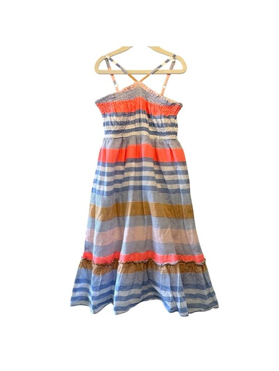 Mini Boden Other - MINI BODEN Striped Midi Sundress Girls 6-7 Strappy Pink Blue Cotton Summer Dress
